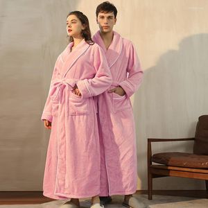 Vêtements de nuit pour femmes 2023 hiver Couple pyjamas flanelle à manches longues chemise de nuit peignoir mode revers pyjamas Femme maison vêtements pour hommes