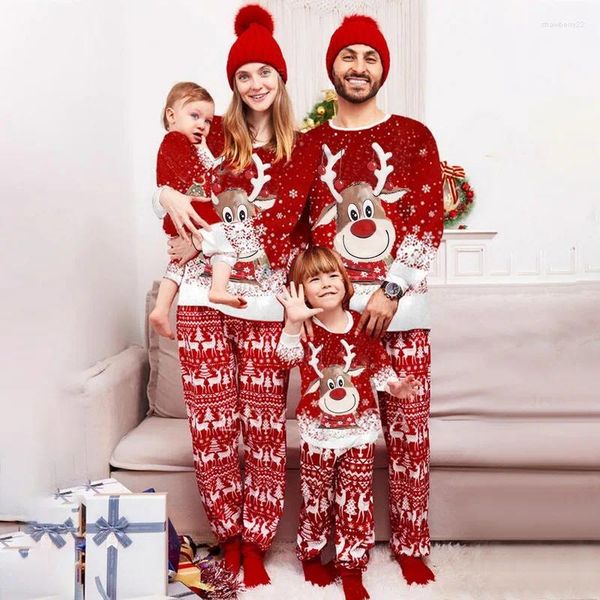 Ropa de dormir para mujer 2023 Navidad Padre Madre Ropa para niños Pijamas Mamá e hija Hijo Traje Familia Navidad Conjunto de pijamas a juego