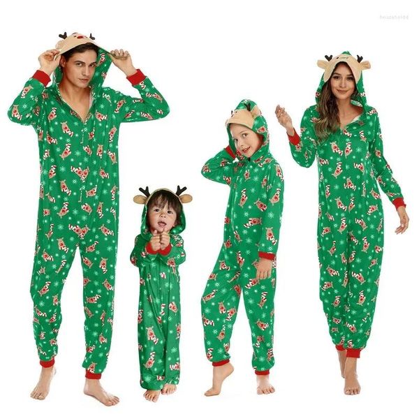 Vêtements de nuit pour femmes 2024 Famille de Noël Matching tenues Elk imprimer Mother Pather Kids Clothing ensembles Baby Raiper Pyjamas