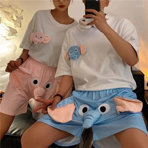 Vrouwen Nachtkleding 2024 Leuke Grappige Zomer Sleepwears Voor Mannen Vrouwen Cartoon Olifant Pyjama Slaap Pyjama Set Homewear Paar Tweedelige