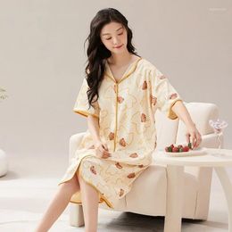 Sleeping Women's Sleeping 2024 Fashion NightRss Fashion With Chest Bra for Women Summer v Neck Cotton NightGowns Young Girl Pjs Sleep Dress Mujer