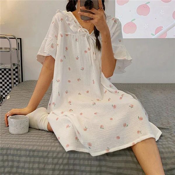 Sleeping Women's Sleeping 2024 Corée Style Cozy Pyjamas Set Femmes Princesse Blouse à manches courtes et shorts Sweet Girl Home Fashion Vêtements