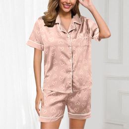 Ropa de dormir para mujer, conjunto de pijamas de seda satinada de lujo de manga corta, ropa de ocio para el hogar, pijamas para mujer 2024