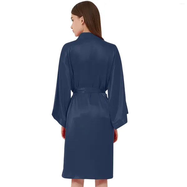 Ropa de dormir para mujer 2024 Primavera Bata sólida Kimono Albornoz Vestido Camisón Casual Satén Mujeres Novia Dama de honor Ropa de dormir de boda