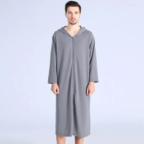 Ropa de dormir para mujer 2024 Pareja de verano Batas Cremallera Albornoz Pijamas Hombres Mujeres Con capucha Vestidos Thin Spring Moda Ropa de dormir larga