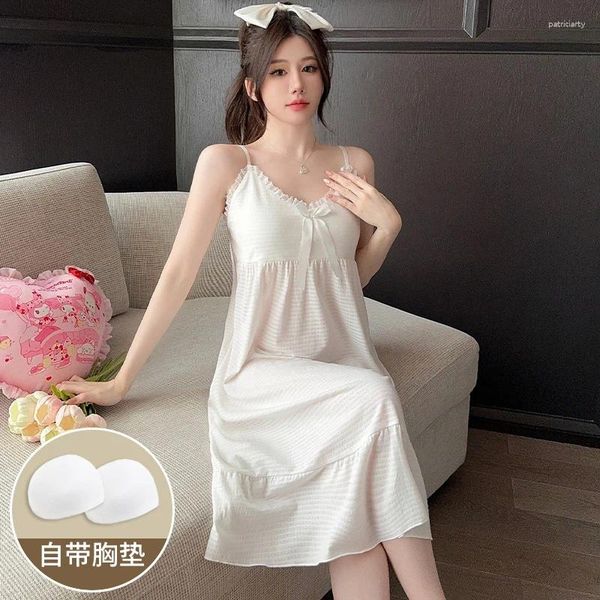 Veilleuses pour femmes 2024 Été sexy lingerie Spaghetti Strap Coton Nightgowns For Women Korean mignon de nuit de nuit robe nocturne nocturne