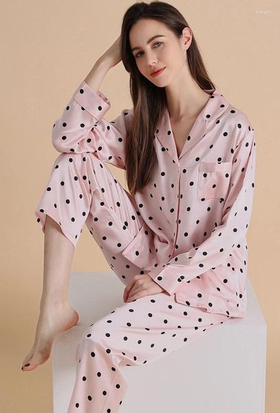 Pyjama en soie de mûrier pour femmes, vêtements de nuit, vente en gros, 2024