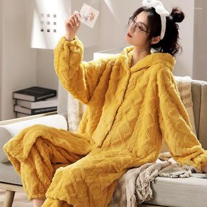 Vêtements de nuit pour femmes 2pcs robepants femmes 2023 pyjamas flanelle hiver chaud vêtements de nuit décontracté salon porter épais vêtements de maison lingerie