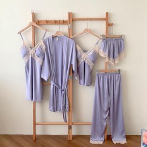 Vêtements de nuit pour femmes 5 pièces pyjamas somnolent ensemble sexy bain de nuit de nuit de nuit