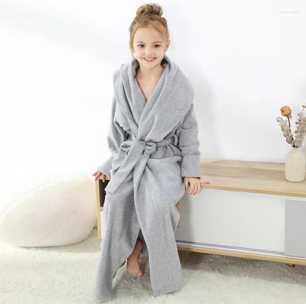 Vêtements de nuit pour femmes 7 VOILES Filles Garçons Unisexe Enfants Polaire Étage Longueur Robe Home Wear Vêtements Peignoir Pyjamas