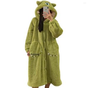 Dames nachtkleding Monsterkostuum voor volwassenen Dames flanellen gewaden Cartoon Cosplay Lange nachtjapon met capuchon Zacht Warm Pluche Fleece nachthemd