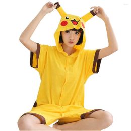 Vrouwen Nachtkleding Volwassen Gele Pyjama Katoen Zomer Dier Pijamas Kits Vrouwen Anime Cartoon Onesie Capuchon Pyjama Homewear