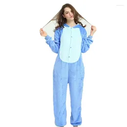 Vêtements de nuit pour femmes Adultes Pyjamas d'animaux Cartoon Stitch Ensembles Anime Kigurumi Femmes Hommes Chaud Flanelle À Capuchon