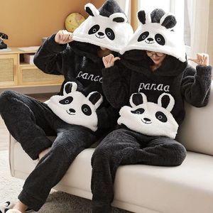 Vrouwen Nachtkleding Anime Panda Koppels Pyjama Pak Vrouwen Mannen Winter Dikke Losse Pyjama Nachtjapon Zachte Warme Capuchon Homewear