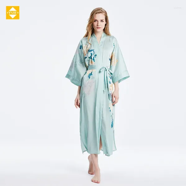 Vêtements de nuit pour femmes Vêtements de maison en soie authentique: Hangzhou Yisi Hui Official Store - Peignoir décontracté en tissu kimono de style étendu