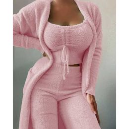 Damesnachtkleding Herfst- en winterfluwelen pyjama Set Top Broek Jasstuk Warme, zachte fleece Huiskleding Kerstpyjama