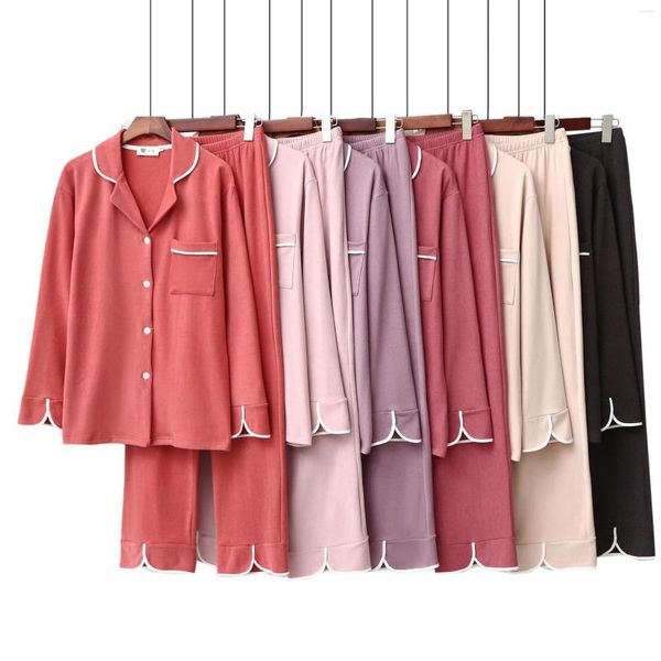 Vêtements de nuit pour femmes automne-véhicules DRALON DRALON Deux pièces Robe de nuit pour femmes Pyjama Hiver Fille Pijamas de Mujer Invierno Pajama sets