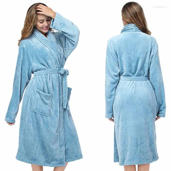 Ropa de dormir para mujer Otoño Invierno 2023 Bata de franela Sexy Albornoz grueso Coral Fleece Ropa de dormir térmica Camisón largo de felpa Kimono