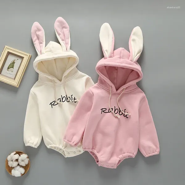 Vêtements de nuit pour femmes automne hiver bébé barboteuse filles garçons oreilles à capuche laine velours et épaississement combinaison bouleversée