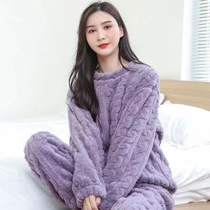 Dames nachtkleding herfst winter pyjama set nachtjapon flanel warm schattig thuis slaapkleding femme homewear