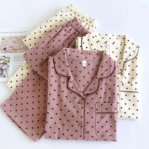 Vêtements de nuit pour femmes automne hiver chaude femme pyjama sets pijama mujer invierno pyjamas homme coton peluf polka point à la maison