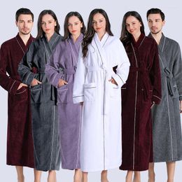 Ropa de dormir para mujer otoño invierno con capucha pareja bata de manga larga mujer sólido Albornoz suelta hombre Casual ropa de dormir comodidad ropa de casa