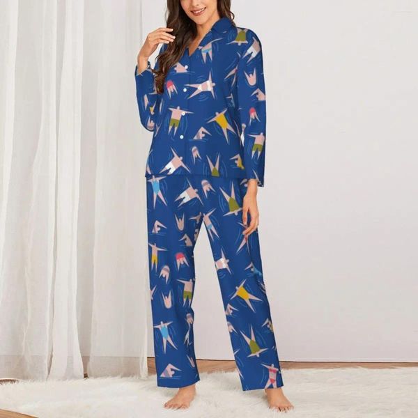 Ropa de dormir para mujer, conjuntos de pijamas para vacaciones en la playa, natación para personas, ropa de dormir informal de manga larga cálida para mujer, ropa de dormir de 2 piezas de gran tamaño