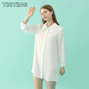 Dames slaapkleding vriendje stijl shirt pyjama pyjama pure verlangen dunne zijden huiskleding kan extern worden gedragen in ya2c019 wit