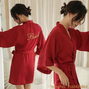 Dames Nachtkleding Bruid Bruidsmeisje Bruiloft Kimono Robe Kamerjas Zomer Dames Badjas Met Riem Nachtjapon Loungewear V-hals Jurk