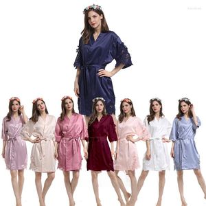 Vêtements de nuit pour femmes Robe de mariée Robes de soirée de mariée femmes matin Robe de chambre en soie robes de demoiselle d'honneur pour mariage dentelle A900R