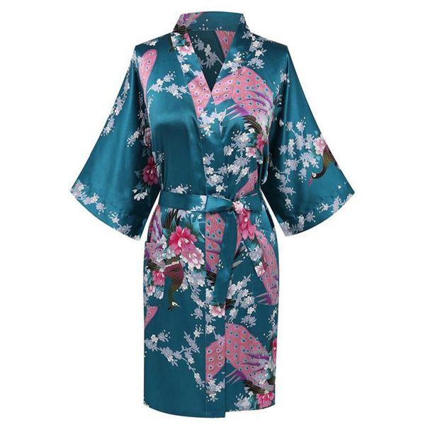 Vêtements de nuit pour femmes cearpion peignoir sexy imprimé fleur de paon vêtements de nuit de nuit vedettes satin kimono vêtements de maison négligea plus taille s-3xl 230812