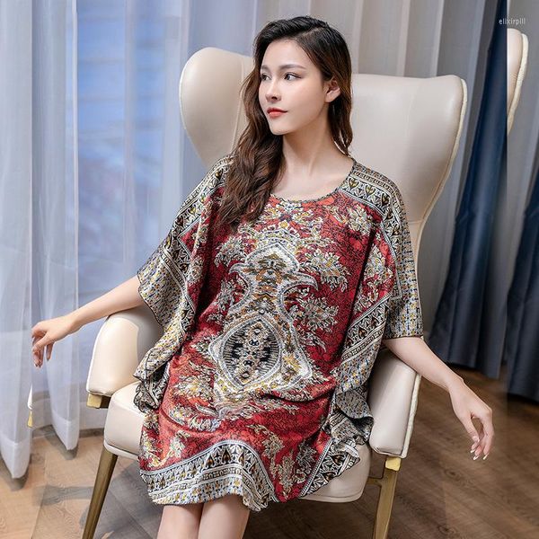 Vêtements de nuit pour femmes Robe chinoise soie été femmes fausse robe de bain Yukata chemise de nuit Nuisette Pijama Mujer taille unique