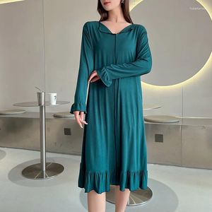 Ropa de dormir para mujer Vestido de noche modal cómodo Lencería de mujer Sexy Primavera Verano Camisón de manga larga con cuello en V Ocio Camisón para niñas