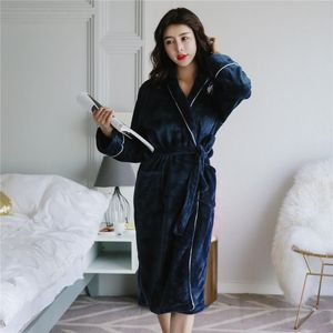 Vêtements de nuit pour femmes Coral Fleece Home Dressing Clothes Full Sleeve Night Robe Winter Warm Long Robe Solid Color Kimono Peignoir Pour Young Lad
