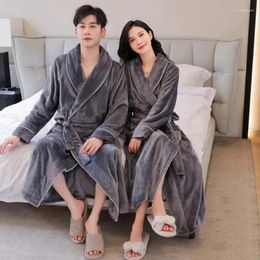 Veille de nuit pour femmes Long Robe Robe Kimono Robe pour couple Winter Warm Flannel NightRss El Bathrobe Vers l'entraînement Femme