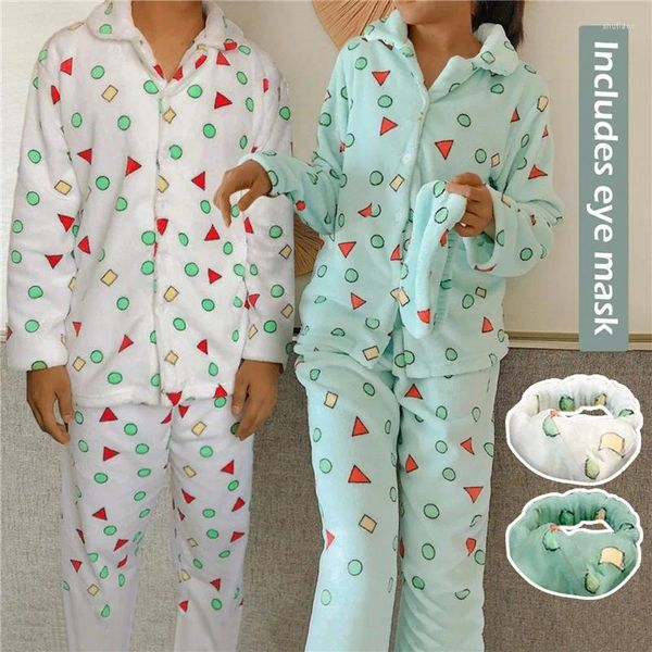 Velours de somnifère pour femmes Pyjamas chauds ensemble pour hommes et femmes en peluche hiver