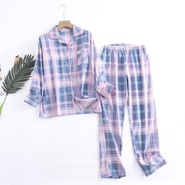 Dames slaapkleding katoen flanellen broek pyjama's pak voor huiskleding eenvoudige afgedrukte losse herfst en winter lange mouwen pant pyjama's vrouwen sets 230321