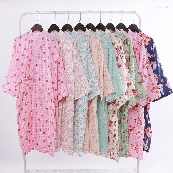 Vêtements de nuit pour femmes coton japon Kimono pour femmes été printemps mince chemises de nuit Pijamas femme Homewear 2023 chemise de nuit peignoir
