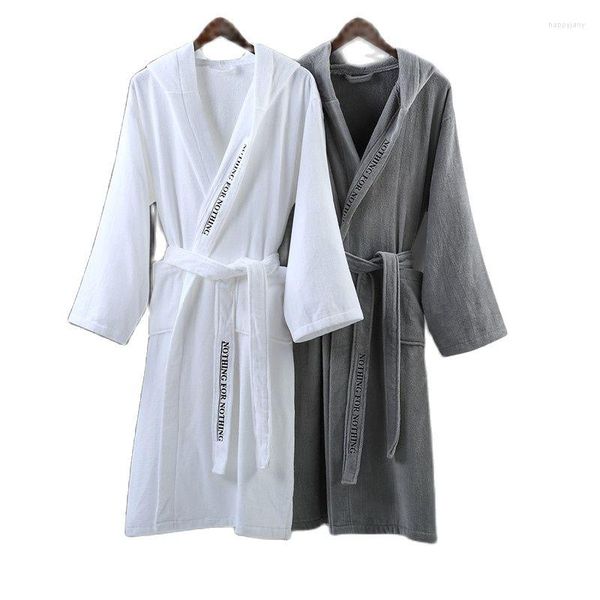 Ropa de dormir para mujer, bata de baño de felpa absorbente larga y gruesa de algodón, kimono, albornoz ligero para hombre y bata para mujer