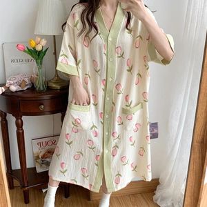 Ropa de dormir para mujeres algodón maternidad de enfermería vestido de enfermería verano holgado de estampado dulce ropa de lactancia materna