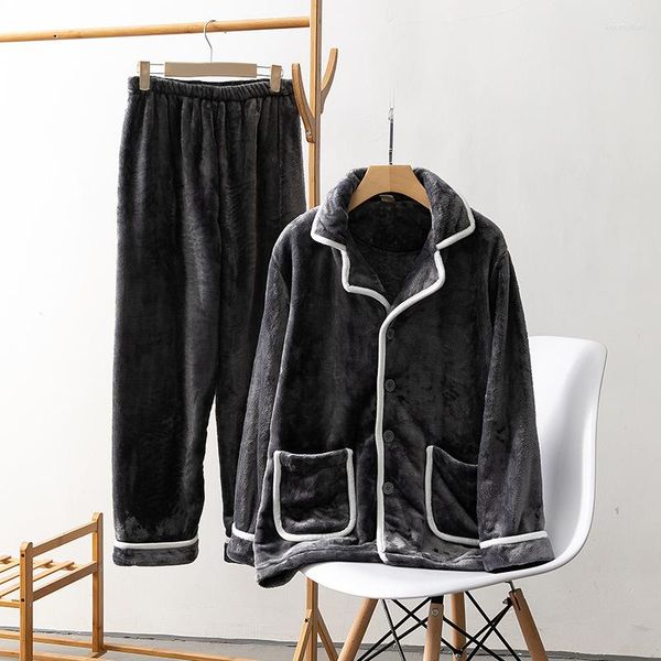 Ropa de dormir para mujer Pareja Pijamas Coral Fleece Espesar Camisa de invierno Trajes de pantalón Pijama Pour Femme Cálido Franela Manga larga Ropa para el hogar