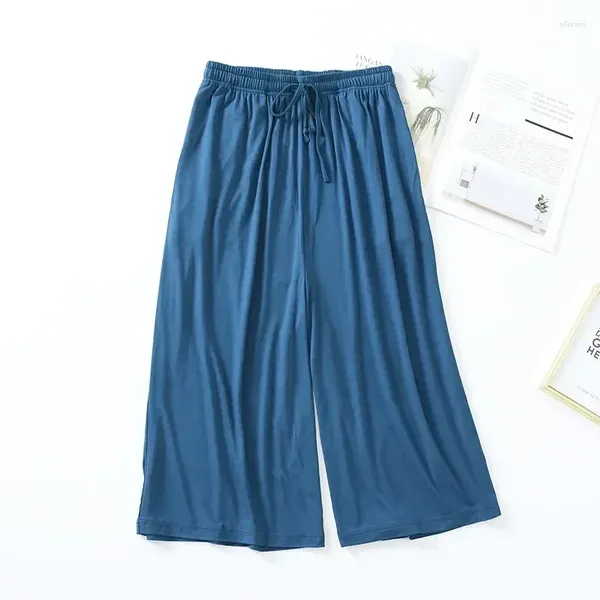 Ropa de dormir para mujer Recortada para mujer Modal Bottoms Pantalones para damas Estilo Tamaño Suelto Sólido Pierna Color Japonés Fino Hogar Pantalones cortos anchos Grandes Verano