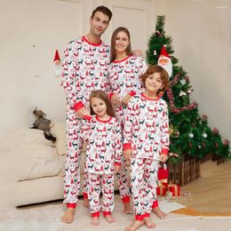 Vêtements de nuit pour femmes, ensemble de pyjama imprimé d'élan de dessin animé mignon, pantalon en coton à manches longues, tenue de maison, deux pièces de noël, costume de nuit parent-enfant