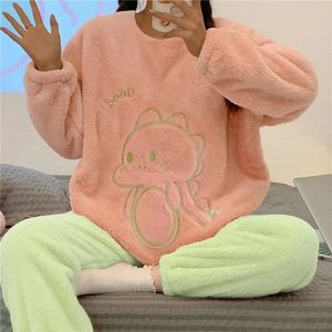 Vrouwen Nachtkleding Leuke Katoenen Vrouwen Flanellen Pyjama Winter Thermische Voor Lady Kawaii Partterns Vrouw Pijamas Mode Meisje