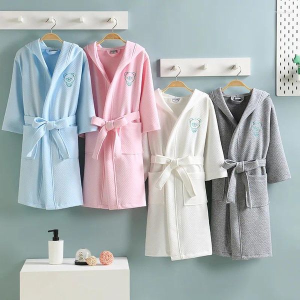 Ropa de dormir de las mujeres Lindo Kawaii Niños Pijamas Camisón Niño y Niñas Kimono Bata de baño Grueso Invierno Cálido Batas de algodón Pijamas con capucha