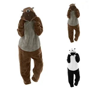 Ropa de dormir para mujeres lindo puntada cremallera oso peluche encapuchado pijama sets nightwear damas pijama