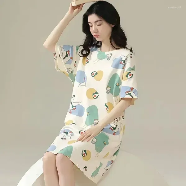 Ropa de dormir de las mujeres lindo verano grande fino dormir dulce medio exterior desgaste longitud puede estilo princesa y