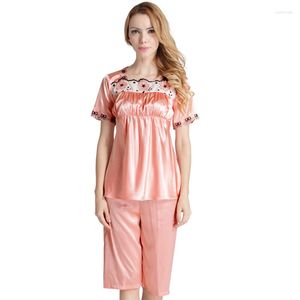 Vêtements de nuit pour femmes Délicat Dentelle Satin Pyjama Short Ensemble Femmes Pyjama Soie D'été Pyjama Maison Vêtements Drop