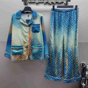 Designer de vêtements de nuit pour femmes imprimées complètes céladions bleu pantalon droit de printemps costumes pour hommes et femmes KK92772
