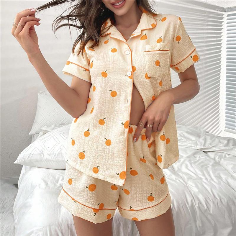 Roupa de dormir feminina Dot Conjuntos de pijama feminino floral 2 peças de verão manga curta Loungewear Pijama estilo coreano Terno doméstico para noite dormir